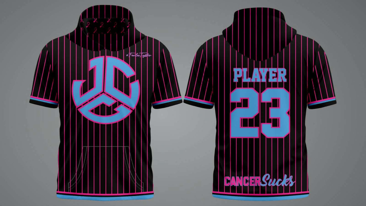 JCC Pinstripe Short Sleeve Hoodie (Various Colors)