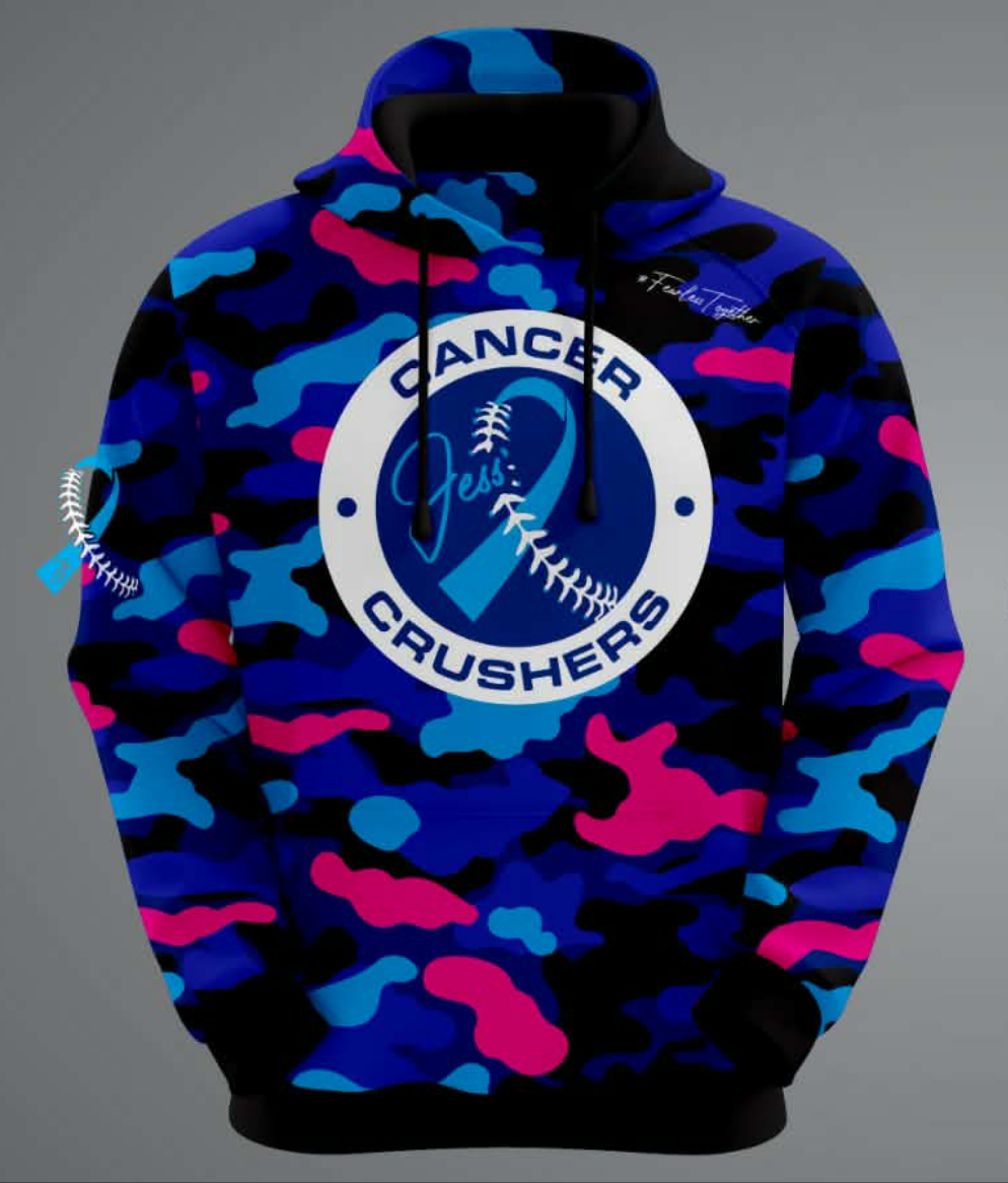 Cancer Crusher Logo Hoodie - Pink/Blue Camo Custom