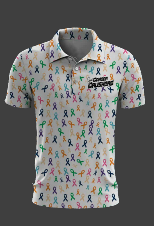Cancer Crushers Ribbon Polo - White