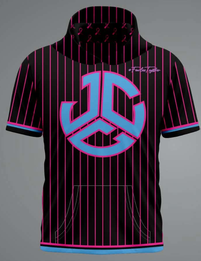 JCC Pinstripe Short Sleeve Hoodie (Various Colors)