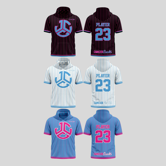 JCC Pinstripe Short Sleeve Hoodie (Various Colors)