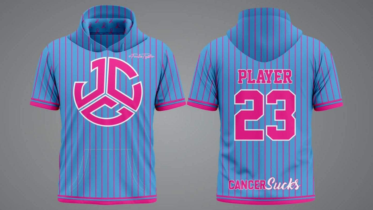 JCC Pinstripe Short Sleeve Hoodie (Various Colors)