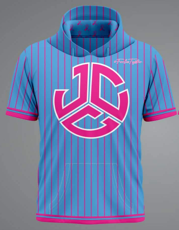 JCC Pinstripe Short Sleeve Hoodie (Various Colors)